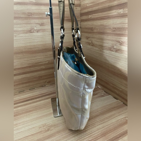 Coach Kahaki Tan Jacquard Signature Satchel Purse - Picture 7 of 15